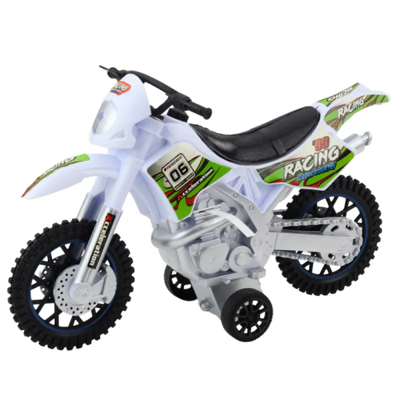 Baltas motokrosinis motociklas Žaisliniai motociklai