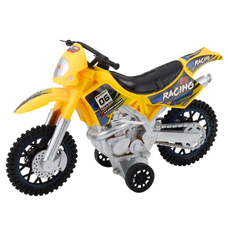 Geltonas motokrosinis motociklas Žaisliniai motociklai