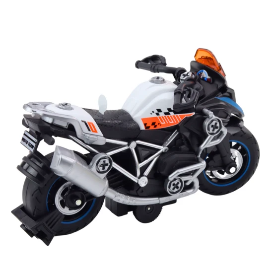 Juodas lenktyninis sukantis motociklas su šviesos ir garso efektais Žaisliniai automobiliai
