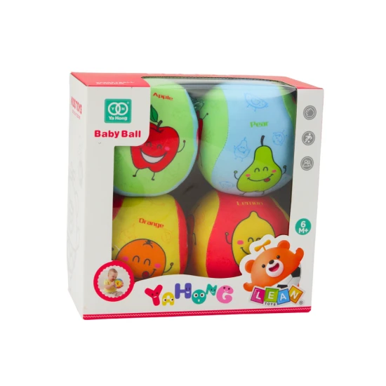 Minkštas spalvotų  kamuoliukų rinkinys 4 vnt. Kūdikiams