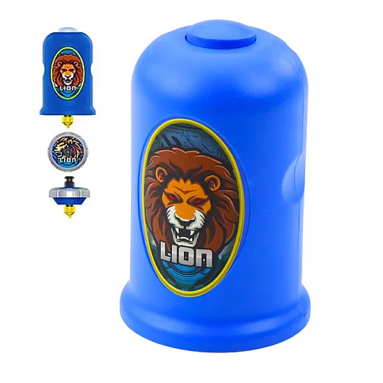 Mėlynas paleidimo įtaisas ir sukamas žaislas „Lion Spinner Launcher“ rinkinys Stalo ir sporto žaidimai