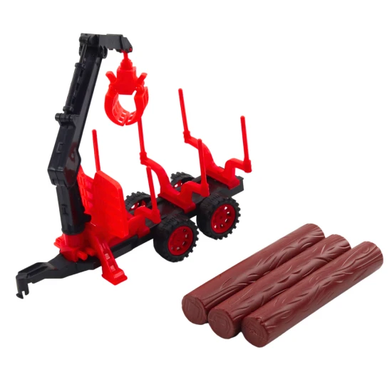 Žemės ūkio traktorius su priekaba rąstams vežti Žaisliniai automobiliai