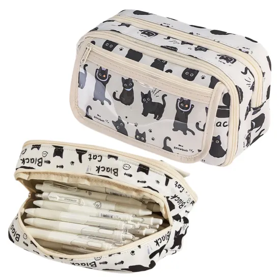 White pencil case Black cats 21 cm Pennants