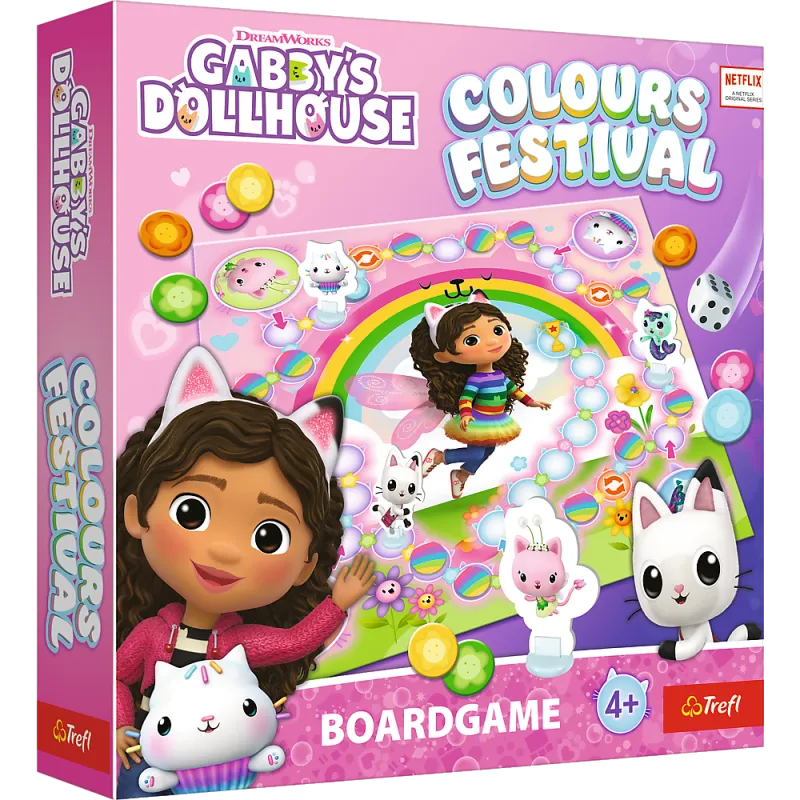 Värien festivaali – Gabby's Dollhouse Trefl 02594 peli Lauta- ja urheilupelit