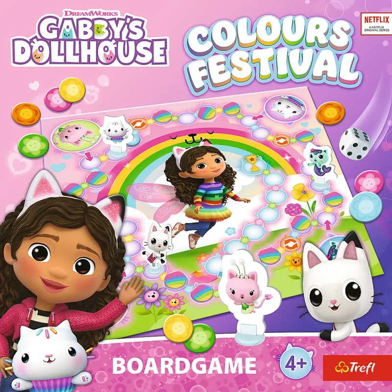 Värien festivaali – Gabby's Dollhouse Trefl 02594 peli Lauta- ja urheilupelit