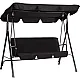 Three-person Garden Swing Rocking Cushions Mattress Black