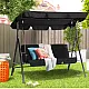 Three-person Garden Swing Rocking Cushions Mattress Black