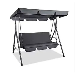 Three-person Garden Swing Rocking Cushions Mattress Gray