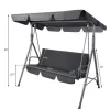 Three-person Garden Swing Rocking Cushions Mattress Gray