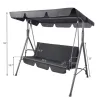 Three-person Garden Swing Rocking Cushions Mattress Gray
