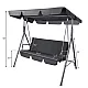 Three-person Garden Swing Rocking Cushions Mattress Gray