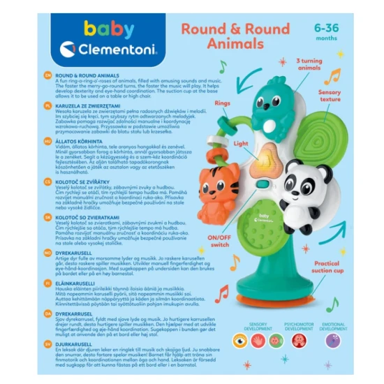 Laimingų gyvūnų karuselė (lenkų kalba) Clementoni 17952 Kūdikiams