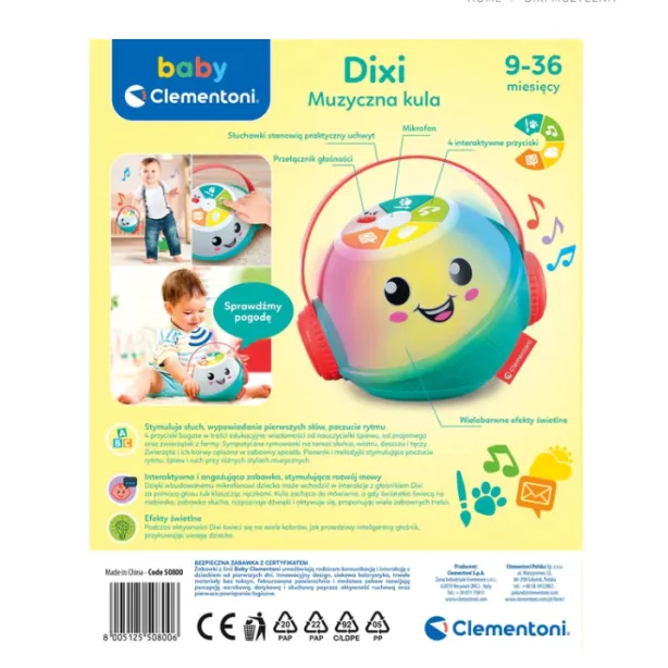 Interactive musical ball with microphone (Polish) Clementoni 50800 For babies