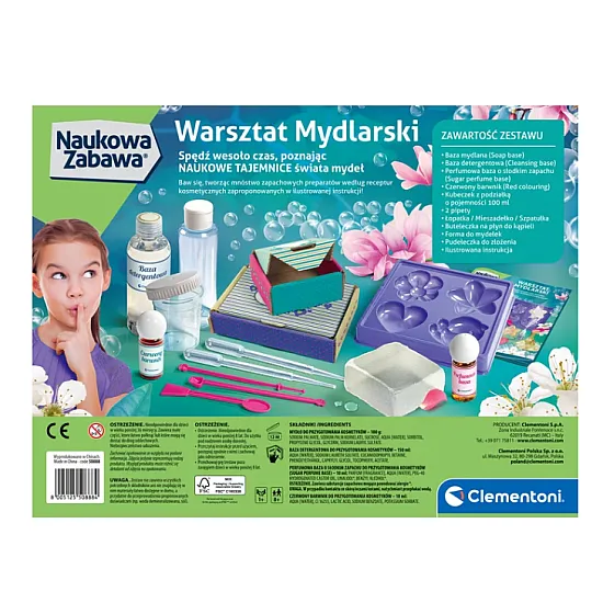 Mokslo ir žaidimų muilo gamybos rinkinys lenkų kalba Clementoni 50888