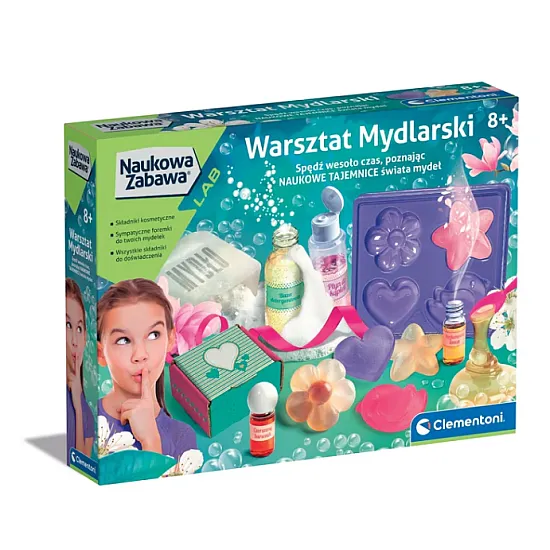 Mokslo ir žaidimų muilo gamybos rinkinys lenkų kalba Clementoni 50888