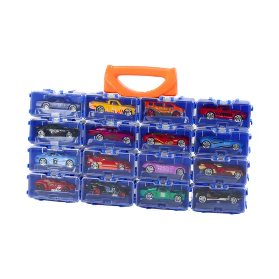 A set of cars with springs in a metal suitcase, 16 pieces Žaisliniai automobiliai