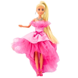 Anlily lėlė su puošnia rožine suknele 