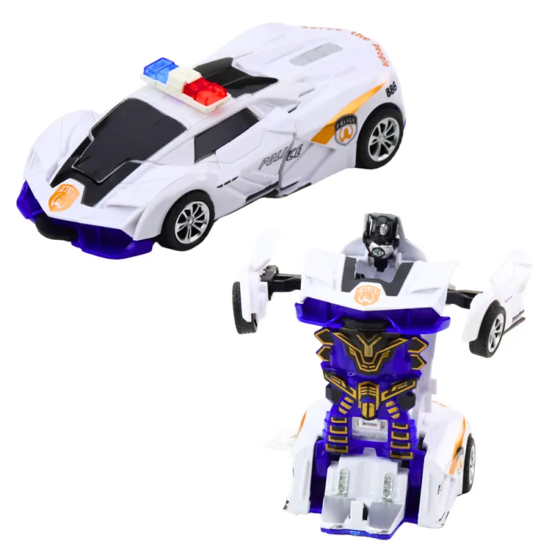 Auto Robot 2in1 Sports Police Car Drive Mix Žaisliniai automobiliai