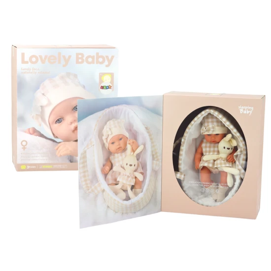 Lėlė kūdikis nešynėje su rusvais rūbais Lėlės ir žaidimų rinkiniai