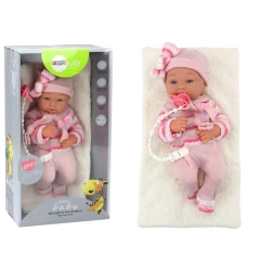 Lėlė kūdikis su rožinias rūbelias ir čiulptuku