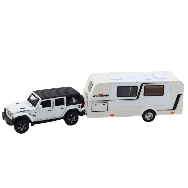 Set of Car Off-road Camper Metal Drive Lights Sounds White 1:32 Žaisliniai automobiliai