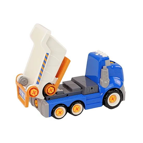 Blue Cartoon Turning Tipper DIY Truck Darbo įrankiai