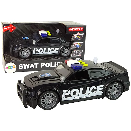Car Police 1:14 Lights Sounds Black Žaisliniai automobiliai