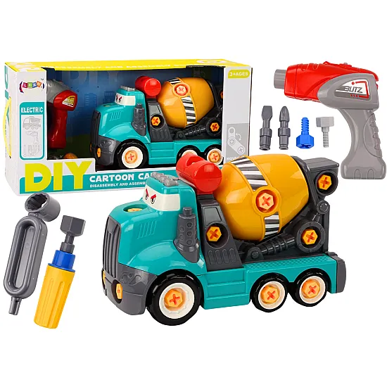 Cartoon Concrete Mixer Truck DIY Turning Turquoise Darba rīki