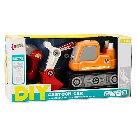 Cartoon Crawler Excavator For Turning DIY Orange Darbo įrankiai