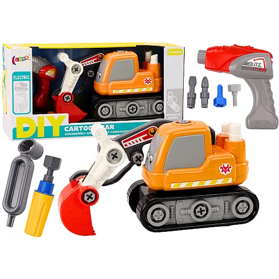 Cartoon Crawler Excavator For Turning DIY Orange Darbo įrankiai