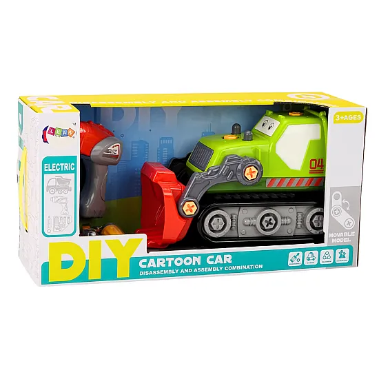 Cartoon Crawler Excavator To Disassemble DIY Green Darba rīki