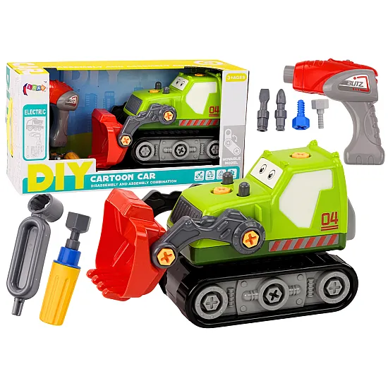Cartoon Crawler Excavator To Disassemble DIY Green Darba rīki