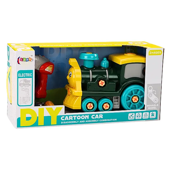 Cartoon Turning Locomotive DIY Green Darbo įrankiai