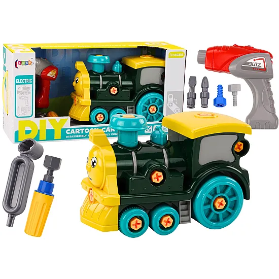 Cartoon Turning Locomotive DIY Green Darbo įrankiai