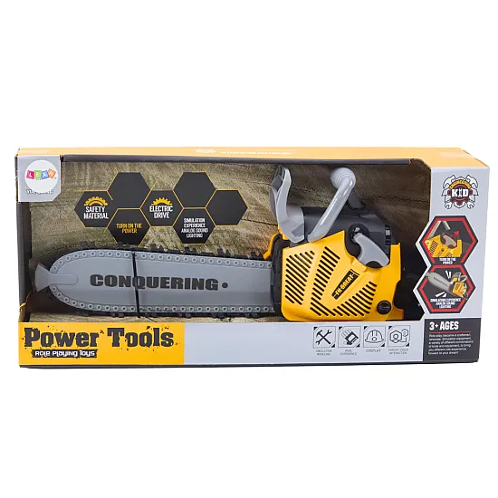 Chainsaw for Kids Rubber Blade Lights Sounds Darbo įrankiai
