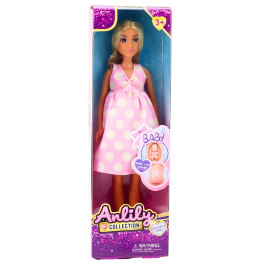 Vaikiška nėščia lėlė Anlily rožine suknele Lėlės ir žaidimų rinkiniai