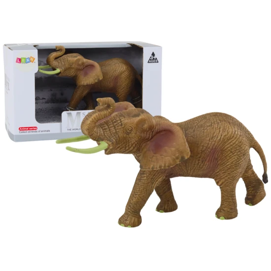 Kolekcinė rudo Afrikos dramblio figurėlė su pakeltu straubliu Lėlės ir žaidimų rinkiniai