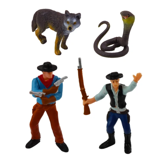 Kaubojaus figūrėlių rinkinys su vežimu Lėlės ir žaidimų rinkiniai