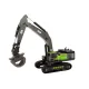 Crawler Excavator Grapple Drilling Rig Bucket 1:55 Black-Green Žaisliniai automobiliai