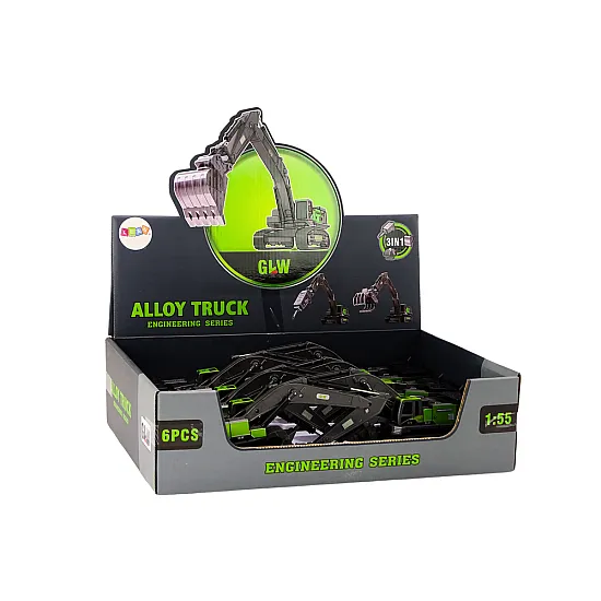 Crawler Excavator Grapple Drilling Rig Bucket 1:55 Black-Green Žaisliniai automobiliai