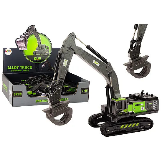 Crawler Excavator Grapple Drilling Rig Bucket 1:55 Black-Green Žaisliniai automobiliai