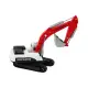 Crawler Excavator White and Red Metal Bucket Žaisliniai automobiliai