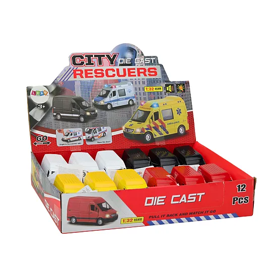 Delivery Car 1:32 Lights Sounds Red Black Yellow White Samochody-zabawki