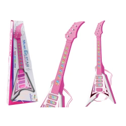 Rožinės elektrinės gitaros rinkinys su garso ir šviesos efektu