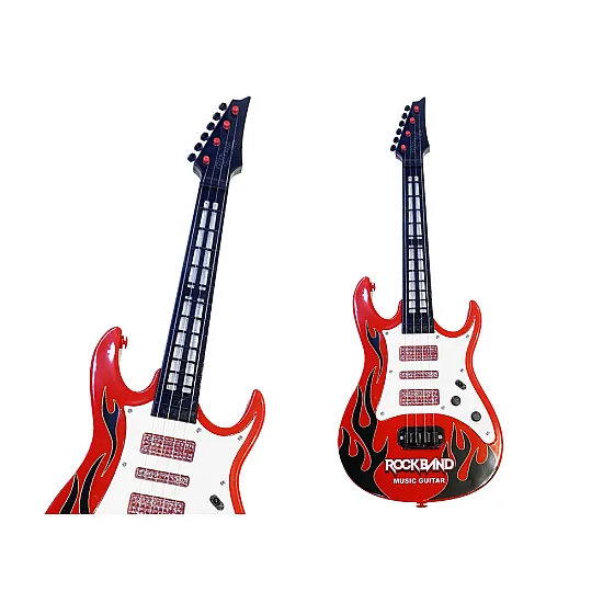 Elektrinė raudona gitara vaikams su šviesos ir melodijos efektu Muzikos instrumentai
