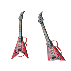 Raudona elektrinė gitara vaikams su šviesos ir melodijos efektu