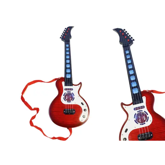 Elektrinė raudona gitara vaikams su šviesos efektu Muzikos instrumentai