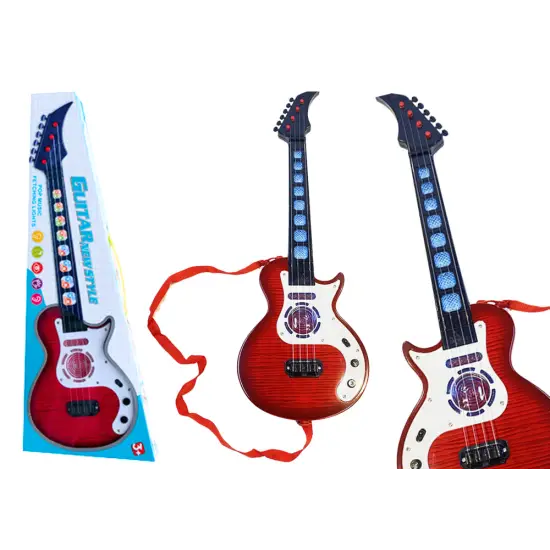 Elektrinė raudona gitara vaikams su šviesos efektu Muzikos instrumentai