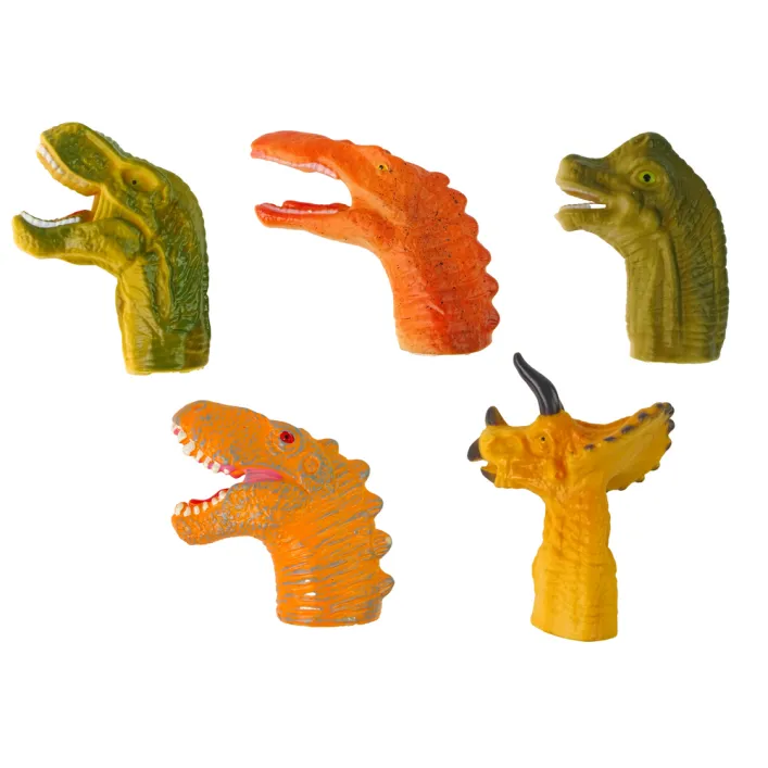Dinozaurų formos pirštų lėlyčių rinkinys 5 vnt Dinozaurai