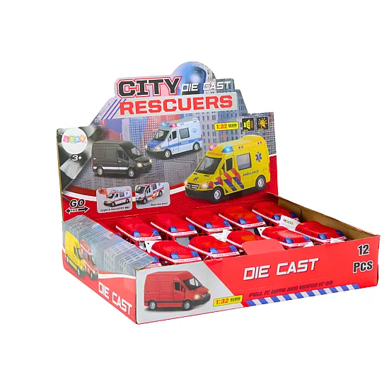 Fire Truck 1:32 Opening Doors Lights Sounds Drive Red Toy cars